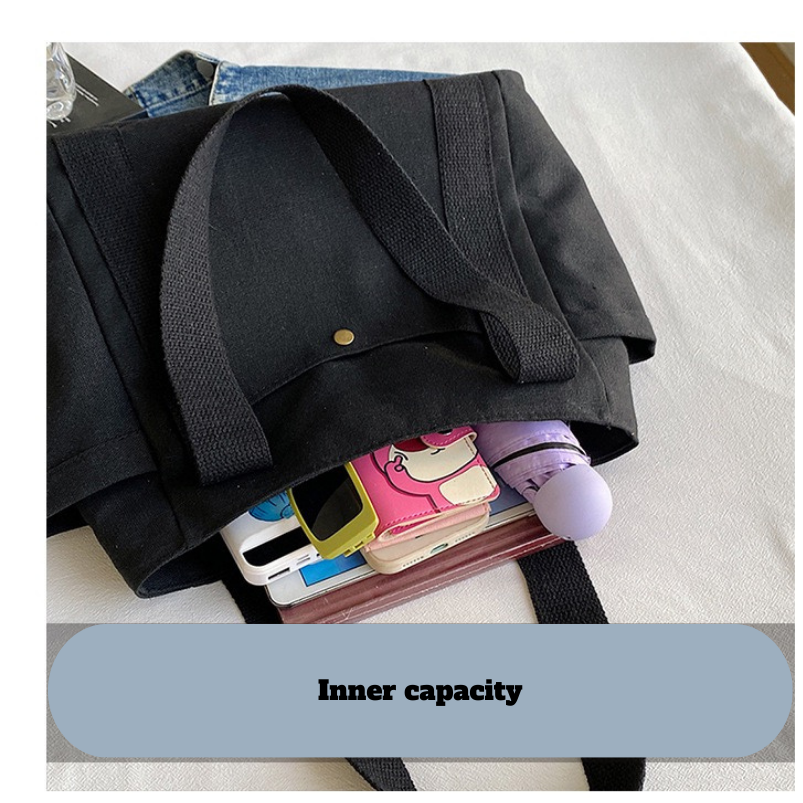 Large Capacity Canvas Shoulder Tote for Daily Commute