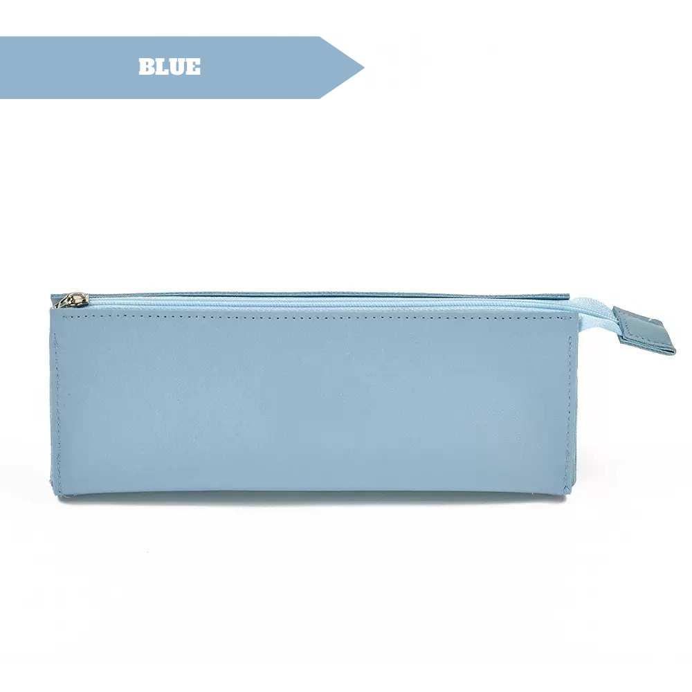 Simple PU Leather Pencil Bag – Lightweight Slim Stationery Case