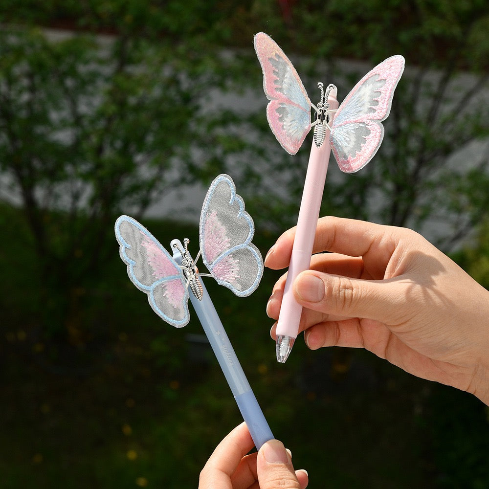Retractable Butterfly Erasable Pen – 0.5mm Blue Ink Pink&Blue