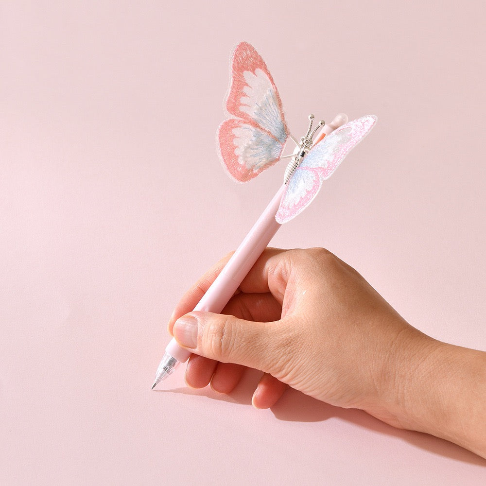 Retractable Butterfly Erasable Pen – 0.5mm Blue Ink Pink&Blue